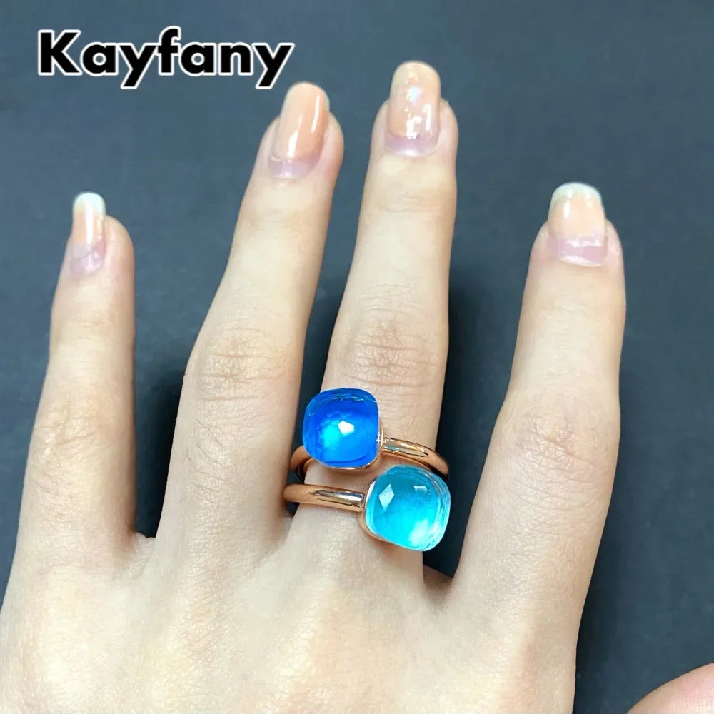 2PcsSet Pomellato Ring Stacked Mix Color Crystal Ring