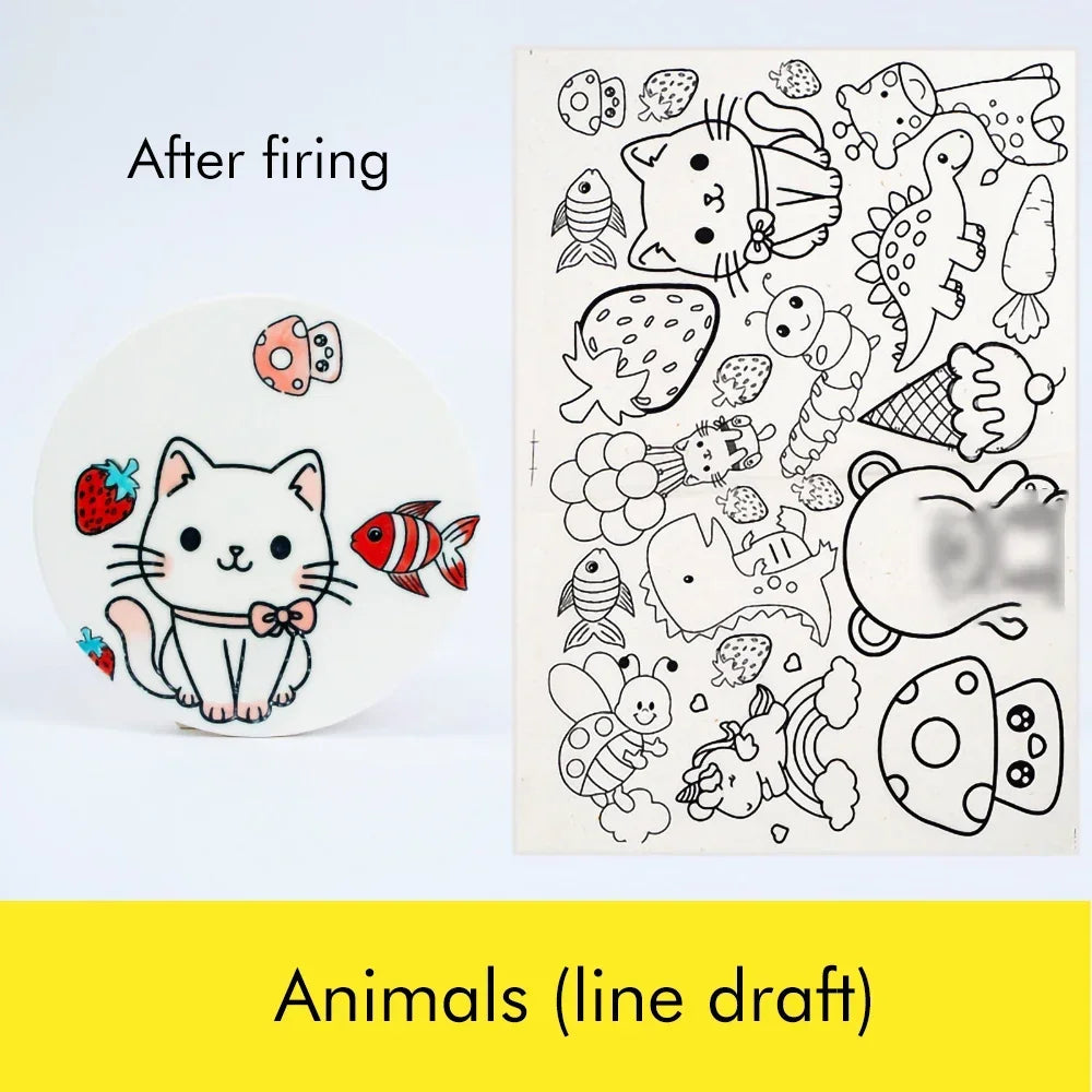 1PC New Pottery Clay Underglaze Cartoon Decal Paper