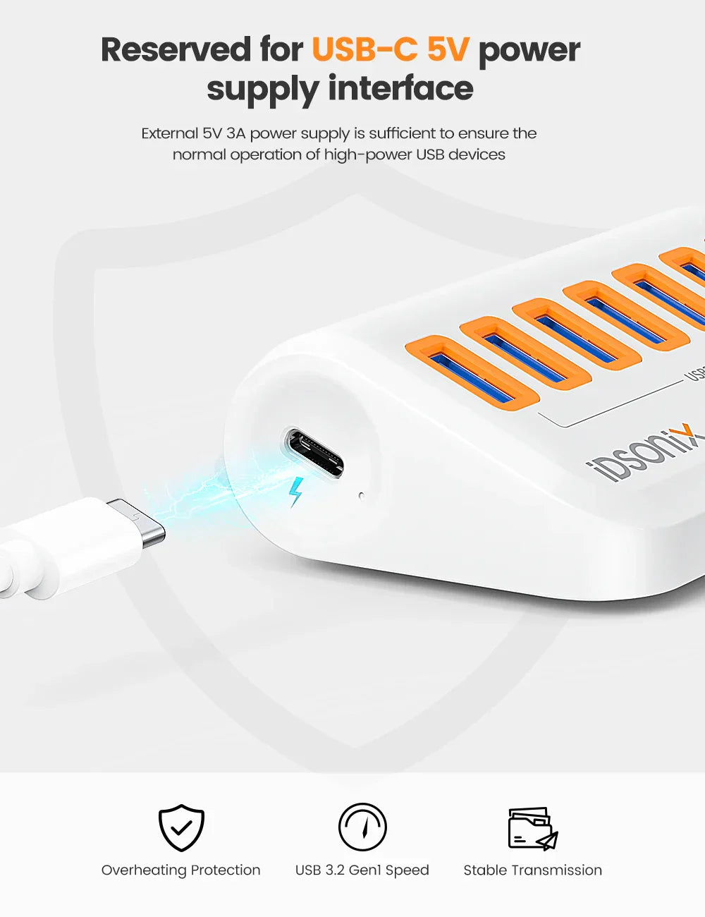 iDsonix USB Splitter USB 3.2 Hub 10Gbps Type