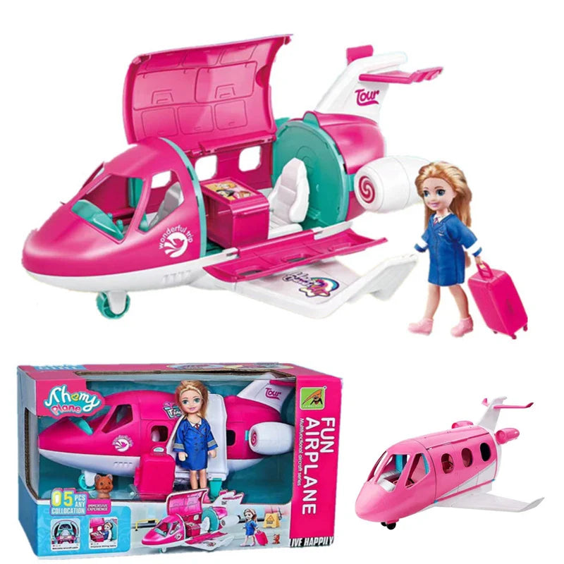 Cute Playset Doll With Travel Dream Airplane And