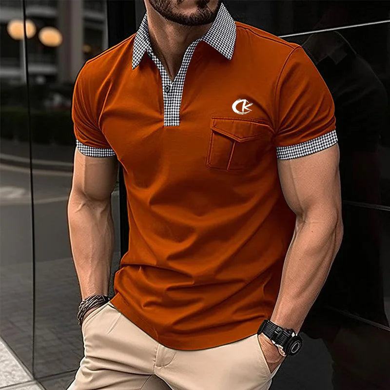 European and American men's casual short sleeved polo