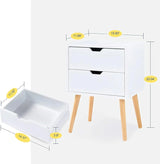 Nightstands Set of 2-Natural Beside Table with Storage