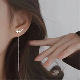 INS Star Long Tassel Ear Wire Trendy Silver