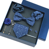 8piece Set Bussiness Blue Ties For Mans Floral