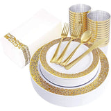150PCS Silver Plastic Plates, Disposable Silverware & Plastic