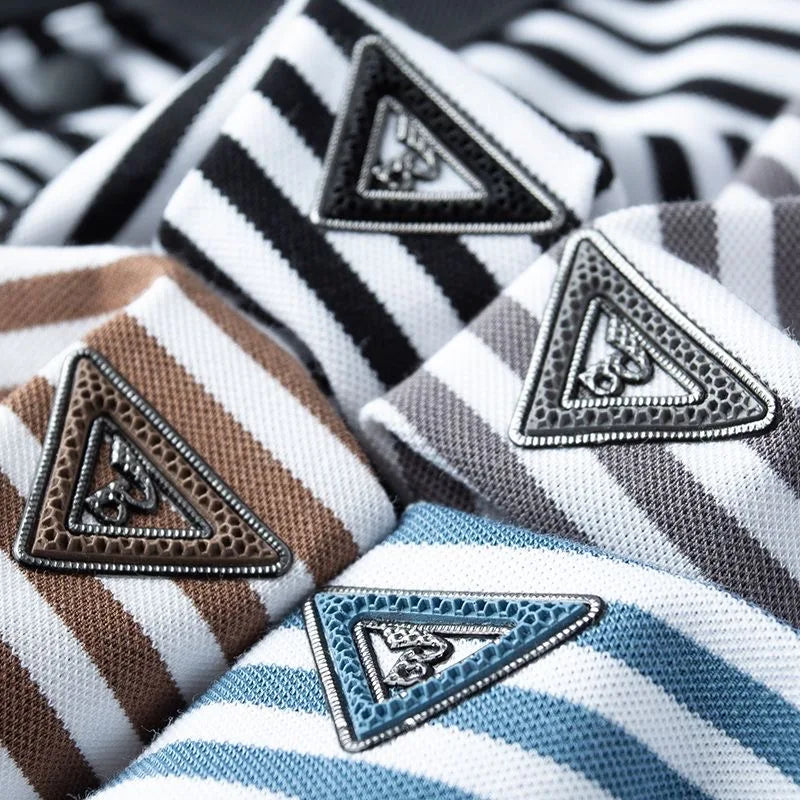 High-end Light Luxury Mercerized Short Sleeve Cotton Striped
