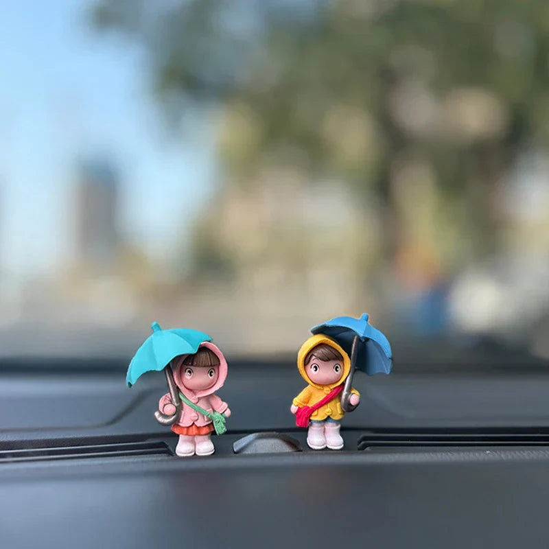 4PCS Cute Umbrella Couple Car Interior Decoration Action