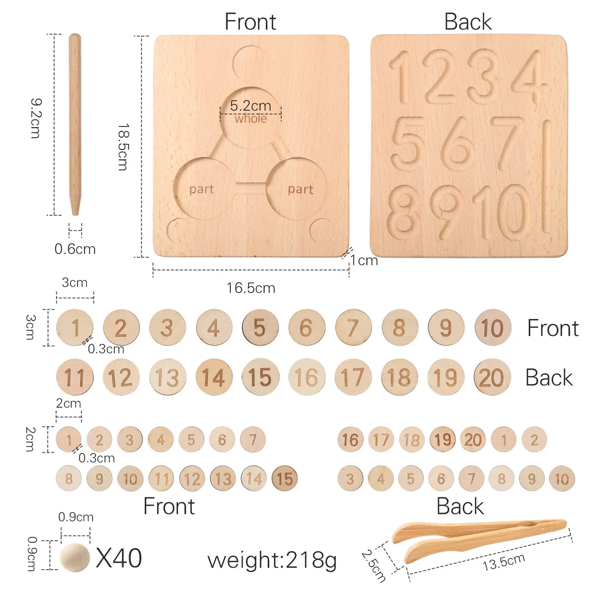 Montessori Counting Board for Girls Boy Tracing Board