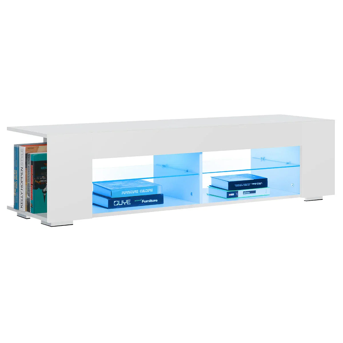 High Gloss Modern TV Stand Bookshelves With LED