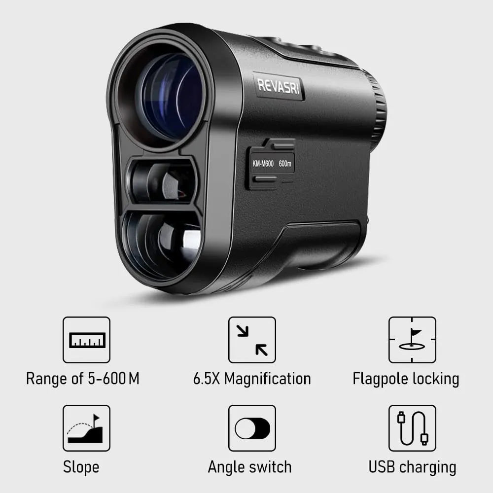 REVASRI Golf Laser Rangefinder 600M Rechargeable Battery,Slope and