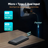QOOVI 10000mAh Power Bank Ultra-thin Portable Charger For