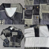 American Casual Patchwork Color Contrast Lapel Jacket Trend