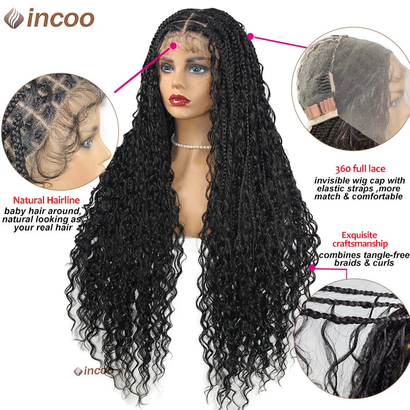 Long 32 Boho Braided Full Lace Front Wigs