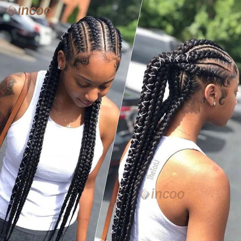 36" Full Lace Frontal Wigs For Women Cornrow