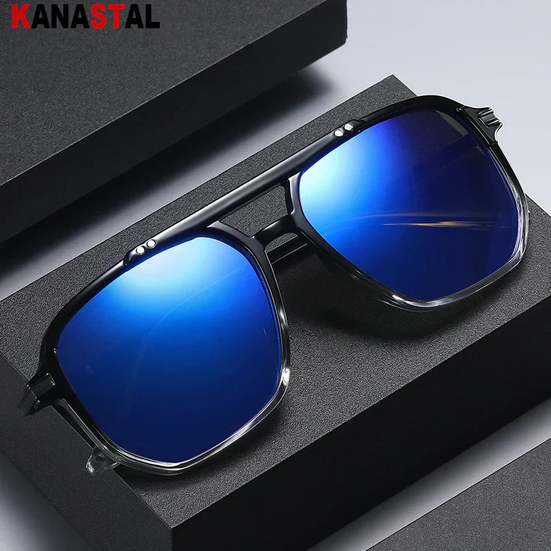 Men's Polarized Sunglasses UV400 TR Metal Colorful Square