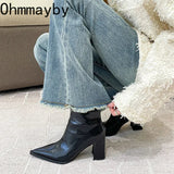 Winter Designer Ankle Boots Fashion Back Zippers Pointed