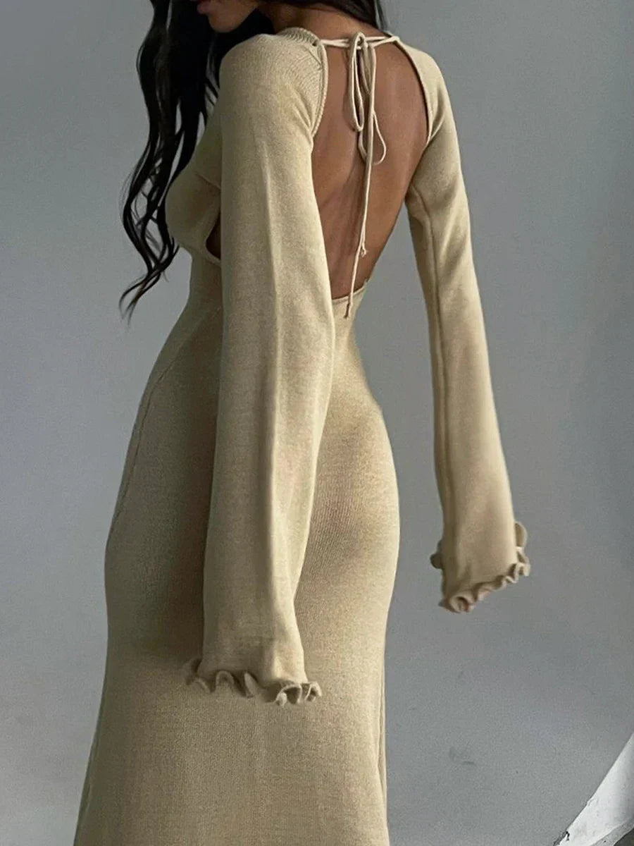 chic and elegant Women's Long Sleeve Knitted Bodycon