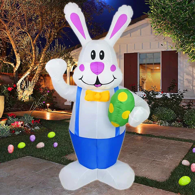 1.9M Blue Rabbit Inflatable Toys Built-in LED Light