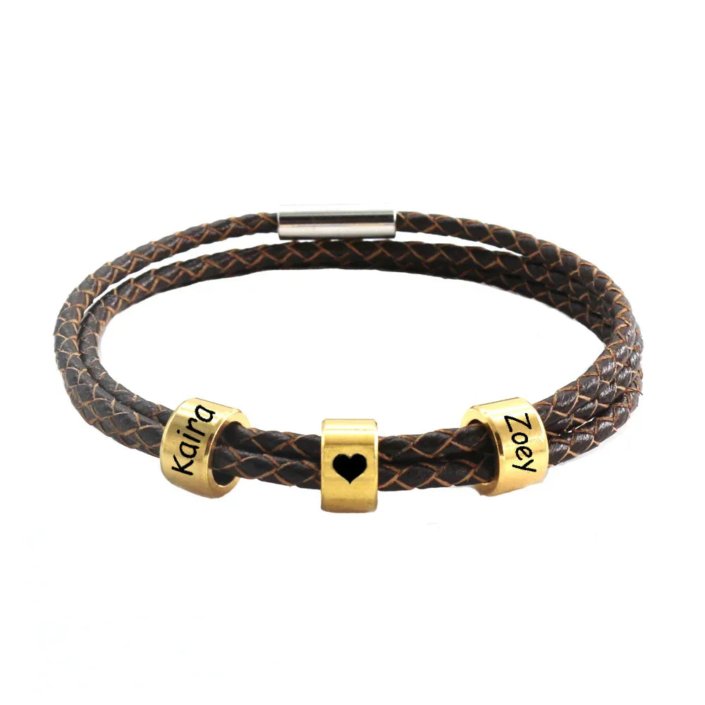 Custom Family Names Bracelet for Men Personalized Braided