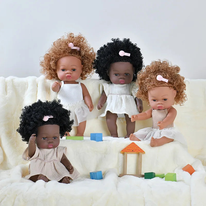 35cm Newborn Reborn African Doll Baby Simulation Soft