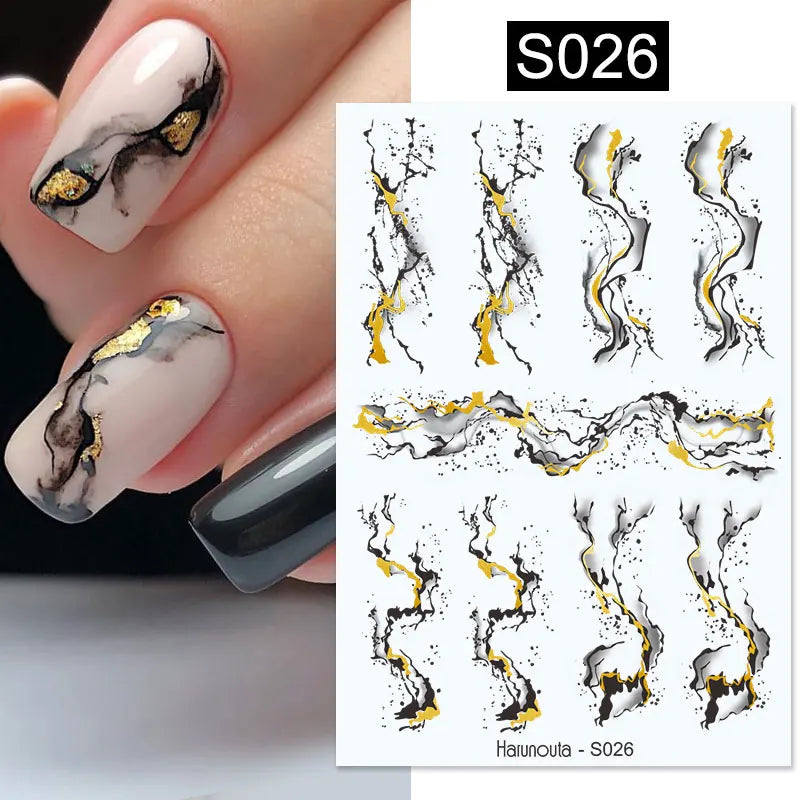 Purple Marble Nails Stickers Smoke Design Manicure Decals