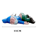 12cm Blue Red Dwarf lying Drunk Gnome Statues