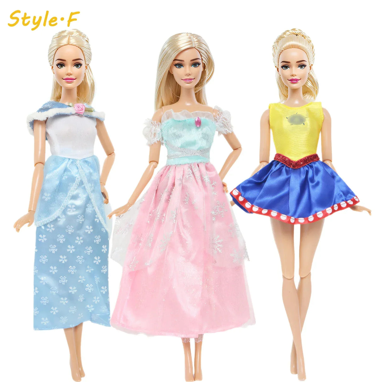 3 Sets Fairy Tale Classic Princess Doll Dresses