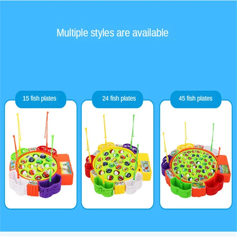 Electric Musical Rotating Fishing Toy Children Board Play