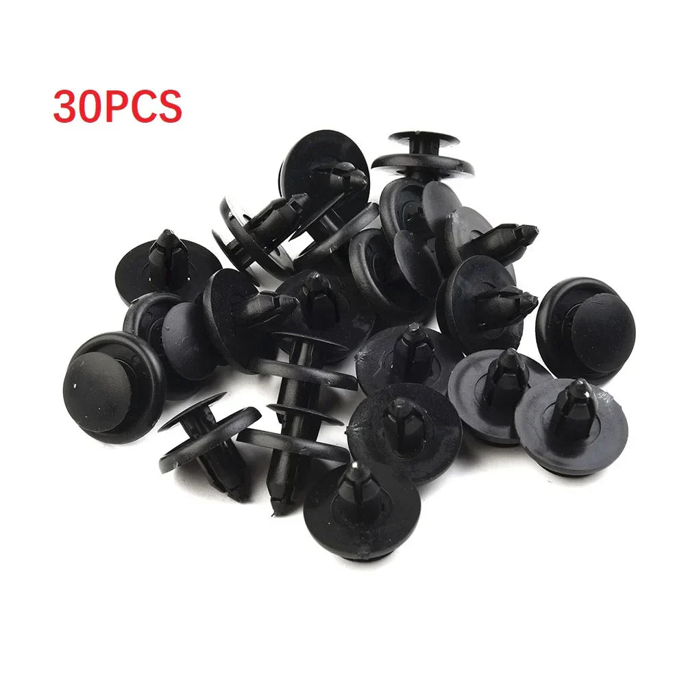 30pcs Diameter 7mm Black Plastic Auto Fasteners Rivets