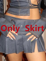 Tawnie Skirt Sets Denim Suit Sexy Crop Top