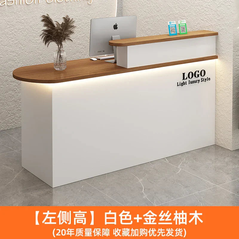 White Stylish Reception Desks Corner Light Bar Office