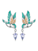 Bamoer 925 Sterling Silver Green Dragonfly Stud Earrings