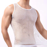 Fishnet Men Sexy Mesh Tank Tops Transparent Sleep