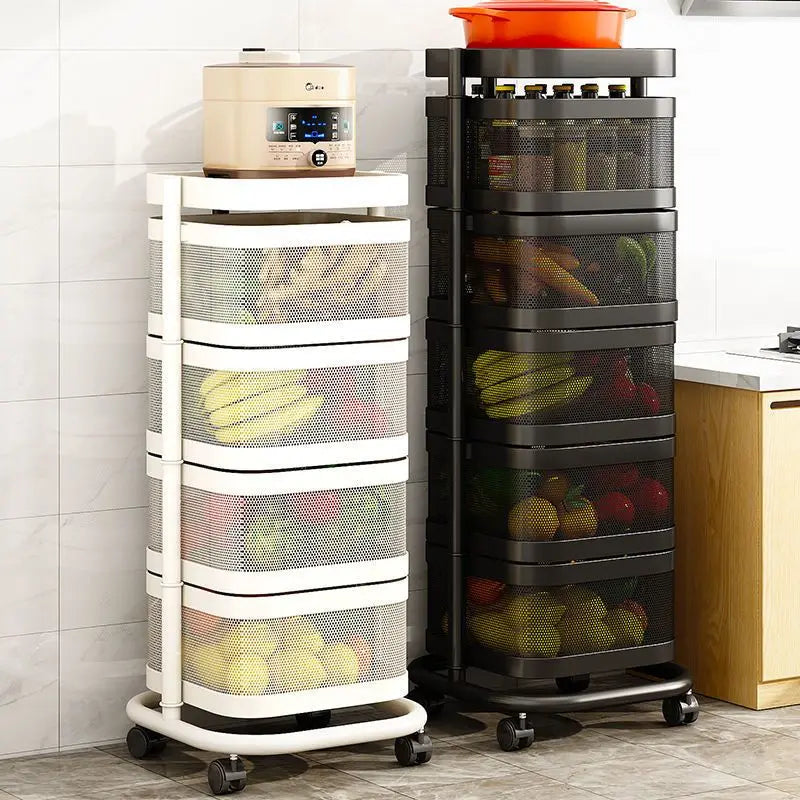 Kitchen 5 Tier Rolling Utility Cart Fruit Storage