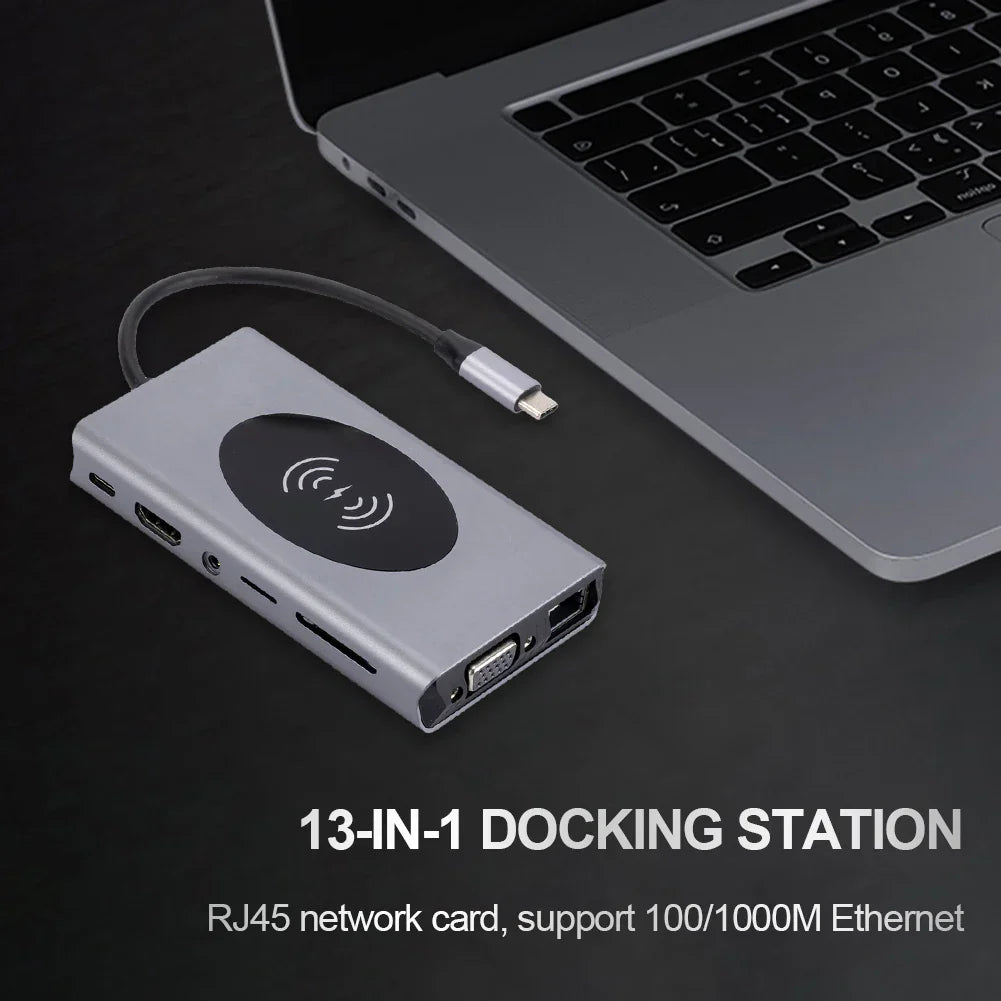 USB C HUB 20W Wireless Charging 1000M RJ45