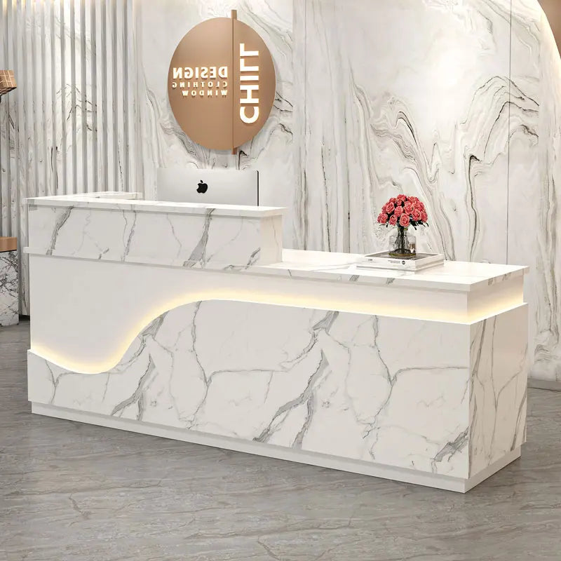 White Light Reception Desks Design Stylish Modern Luxury