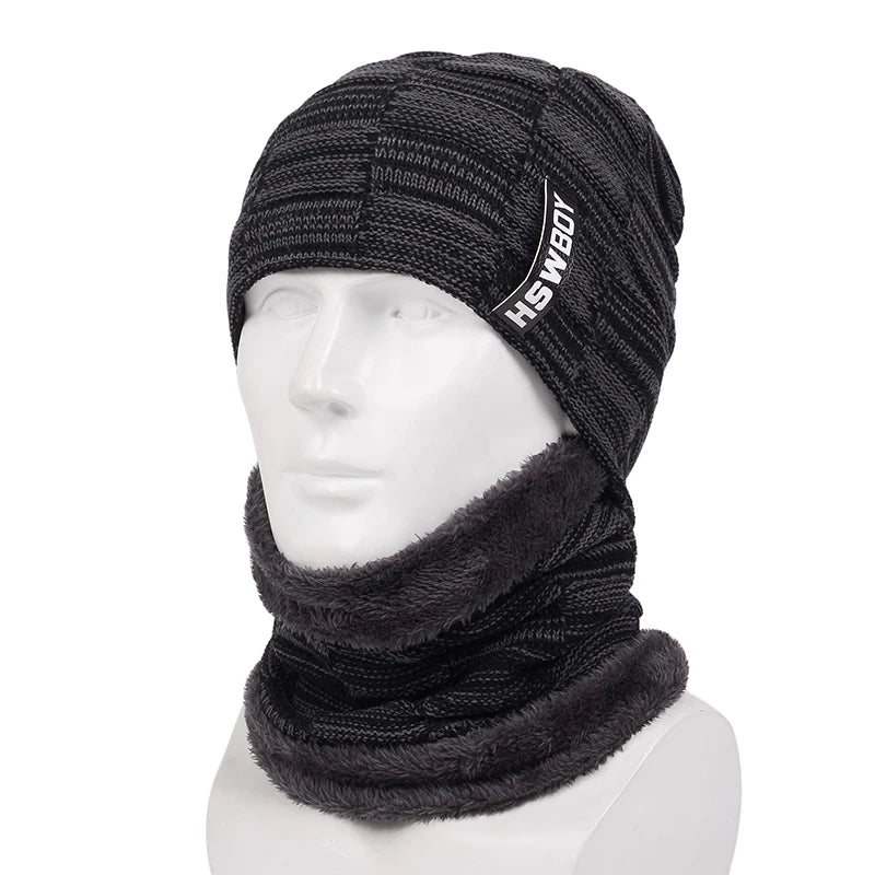 Winter Beanie Hats Scarf Set Warm Knit Hat