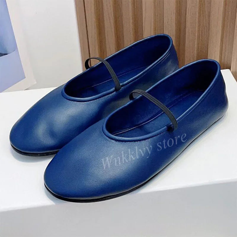 2023 New Genuine Leather Ballerina Flat Loafers Women