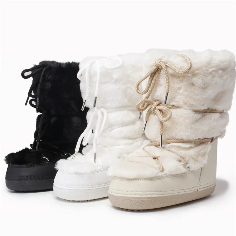 2024 Winter Fur Boots Snow Boots Women Ski