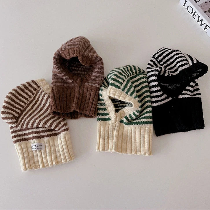 2-6Y Unisex Kids One-Piece Hats Scarf Winter Baby