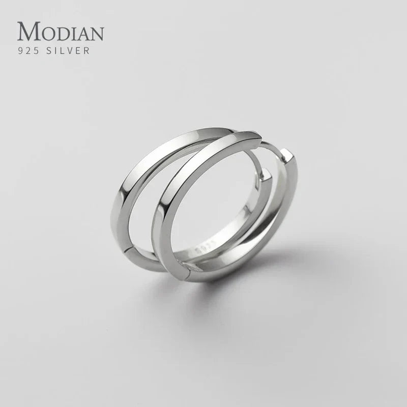 Modian Solid 925 Sterling Silver 2CM Smooth Minimalist