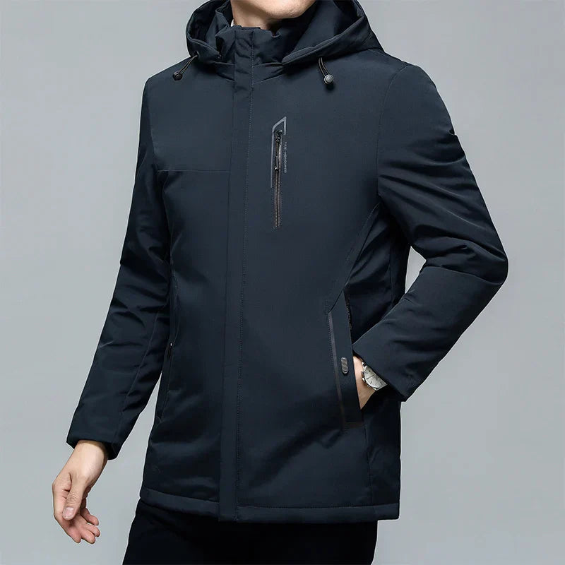 Men's Black Padded Oversized Jacket Oversize Plus Velvet
