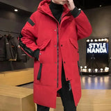 Men's Parkas Hooded New Over-the-knee Overcoat Thickened Mid-length