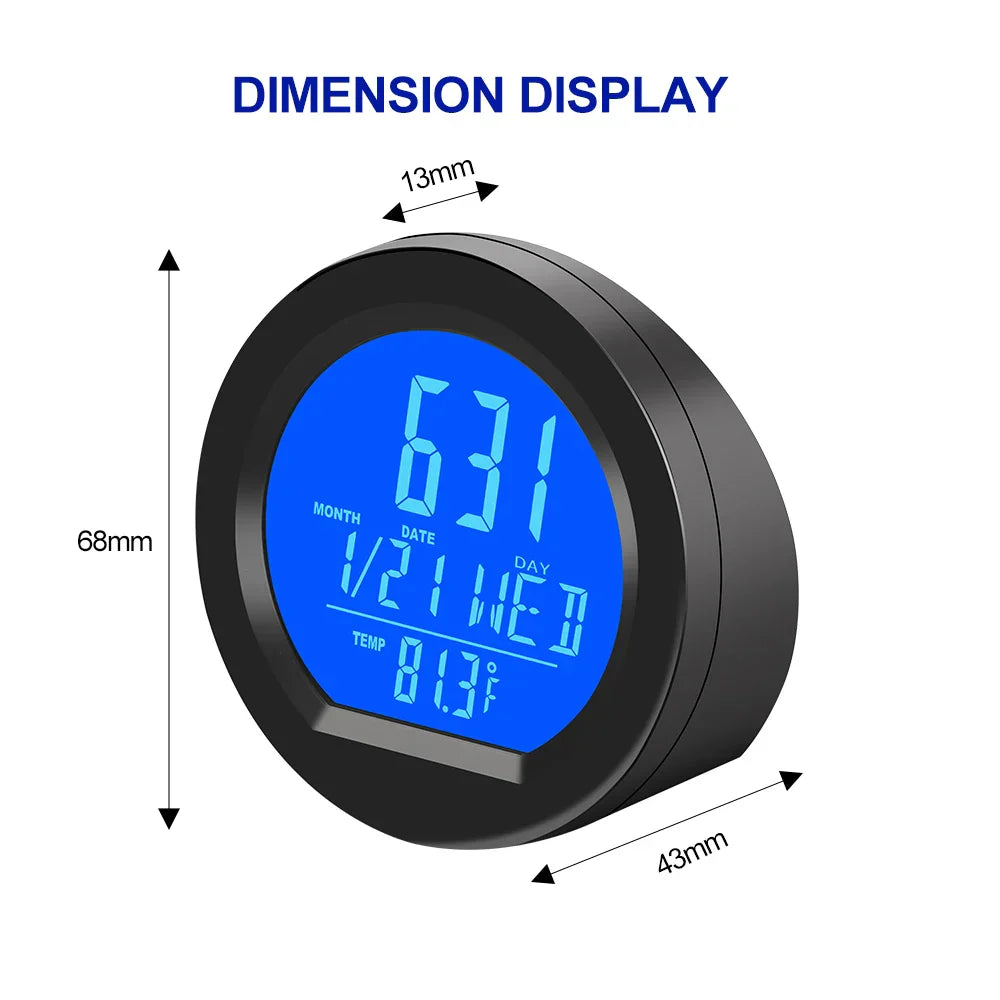 Solar Car Dashboard Thermometer Automotive Electronic Clocks Watch Time Led Digital Display with Back Luminous Car Accessories