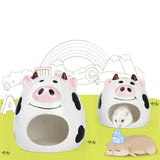 Summer Cooling Ceramic Nest Cartoon Cow Mini Pet