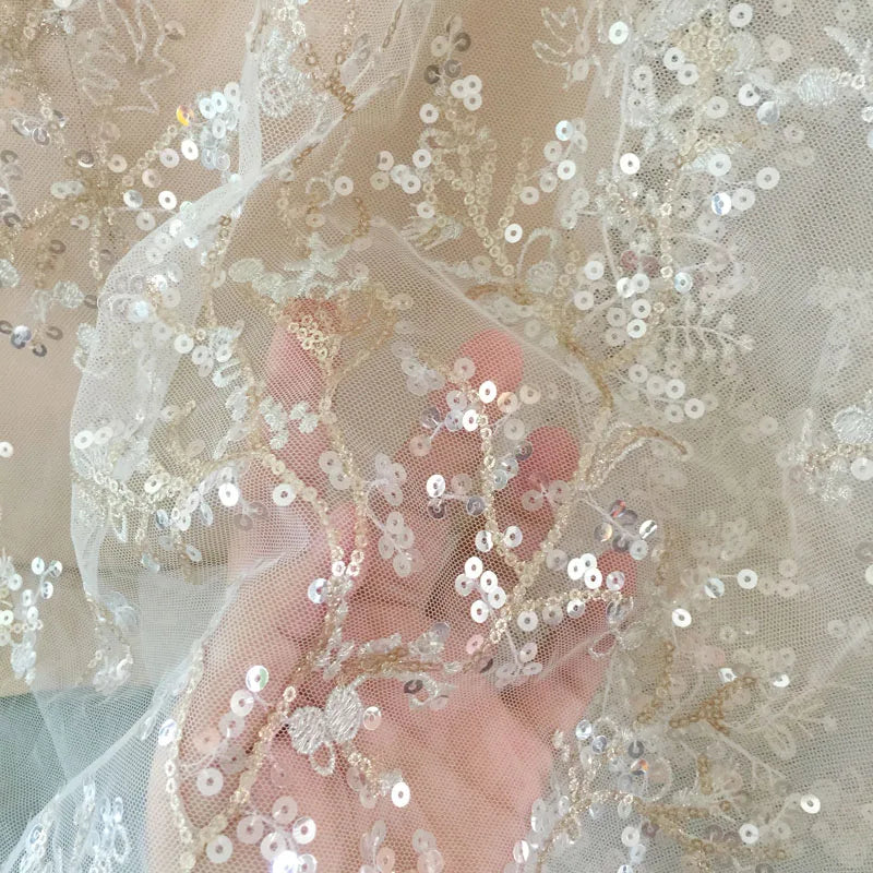 Gold Thread Embroidery Sequins Mesh Lace Party Dresses