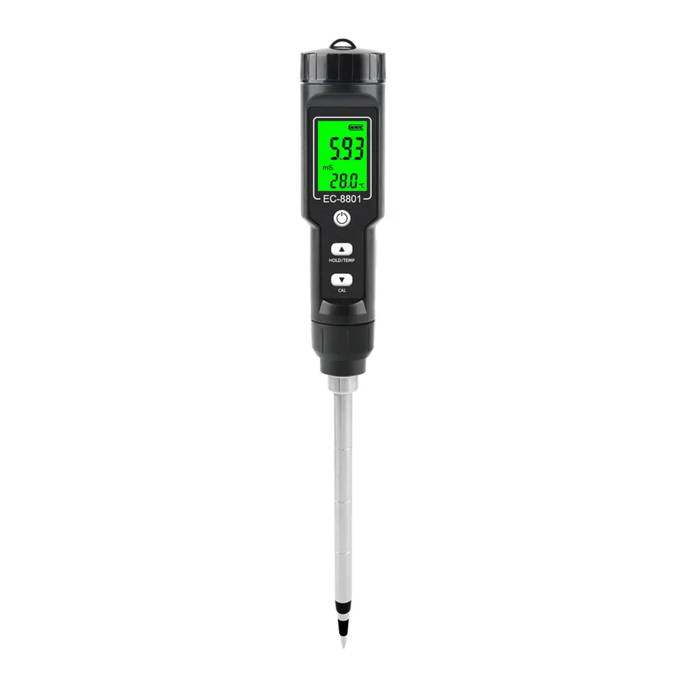 Digital EC/Temp Soil Tester 0.00~10.00mS/cm Conductivity Meter Waterproof