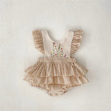 Ruffles Lace Baby Girls Romper Dress Summer Vintage