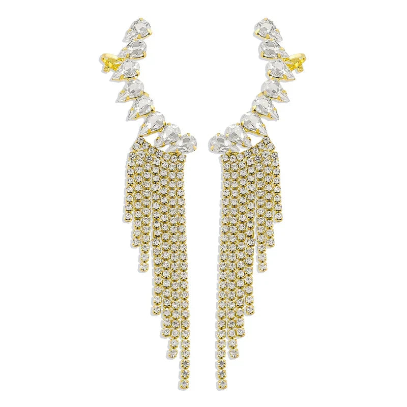 New Luxury Rhinestone Women's Earrings Tassel Crystal Hanging