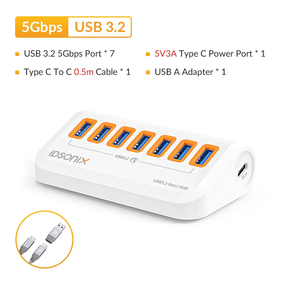 iDsonix USB Splitter USB 3.2 Hub 10Gbps Type